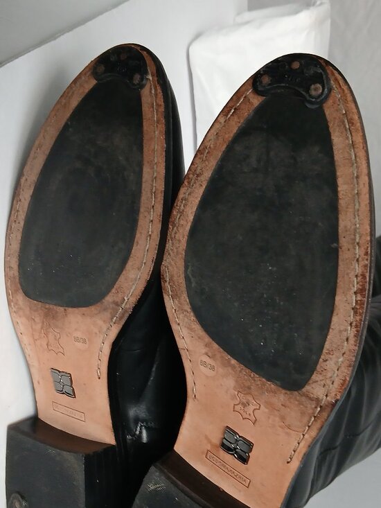 BCBG Max Azaria Black Leather Over The Knee Equestrian Style Riding Boots Size 8 - Picture 7 of 11